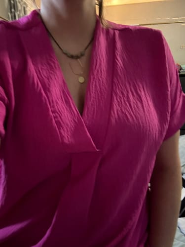 Customer photo review of The Baldwin Pleated Popover Blouse