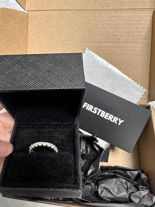 Customer photo review of Classic Wedding Band - Moissanite