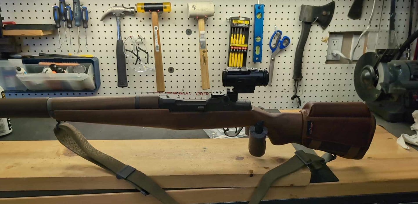 Customer photo review of M1 Garand / M1A Micro Red Dot Base and Picatinny Rail Mount Gen 3