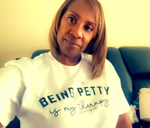Customer photo review of Being Petty is my therapy Unisex Tee