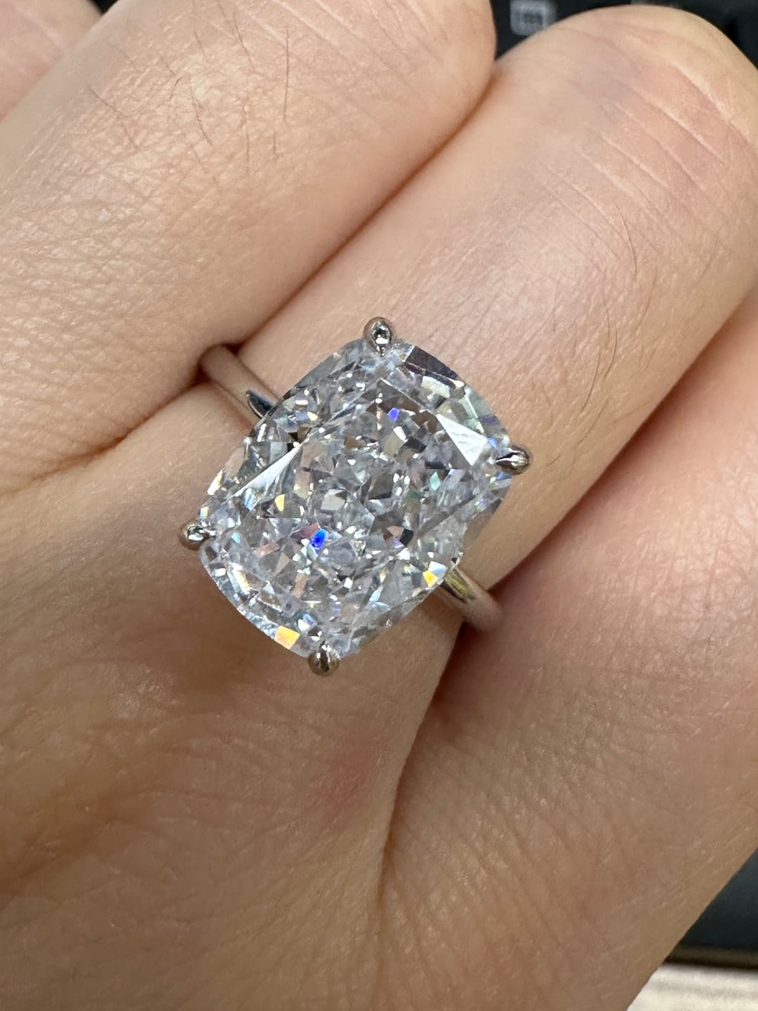 Customer photo review of S925 Sparkle 4.5~8.5Ct Cushion Cut Engagement Ring In Sterling Silver Daily Wear Ring