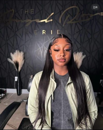 Customer photo review of (Super Deal)30inch 5x5 HD Lace Wear Go Glueless Bone Straight Hair Body Wave Wig