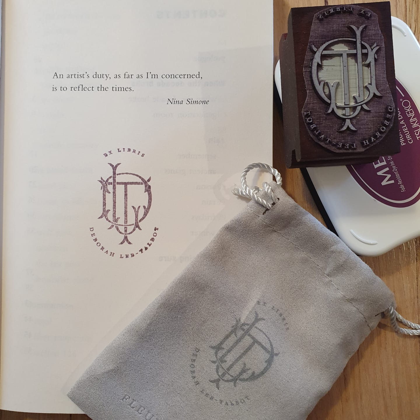 Customer photo review of Eleanor - Personalised Bookplate Rubber Stamp