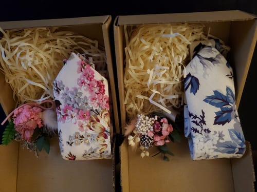 Customer photo review of Pink Floral Boutonniere Set