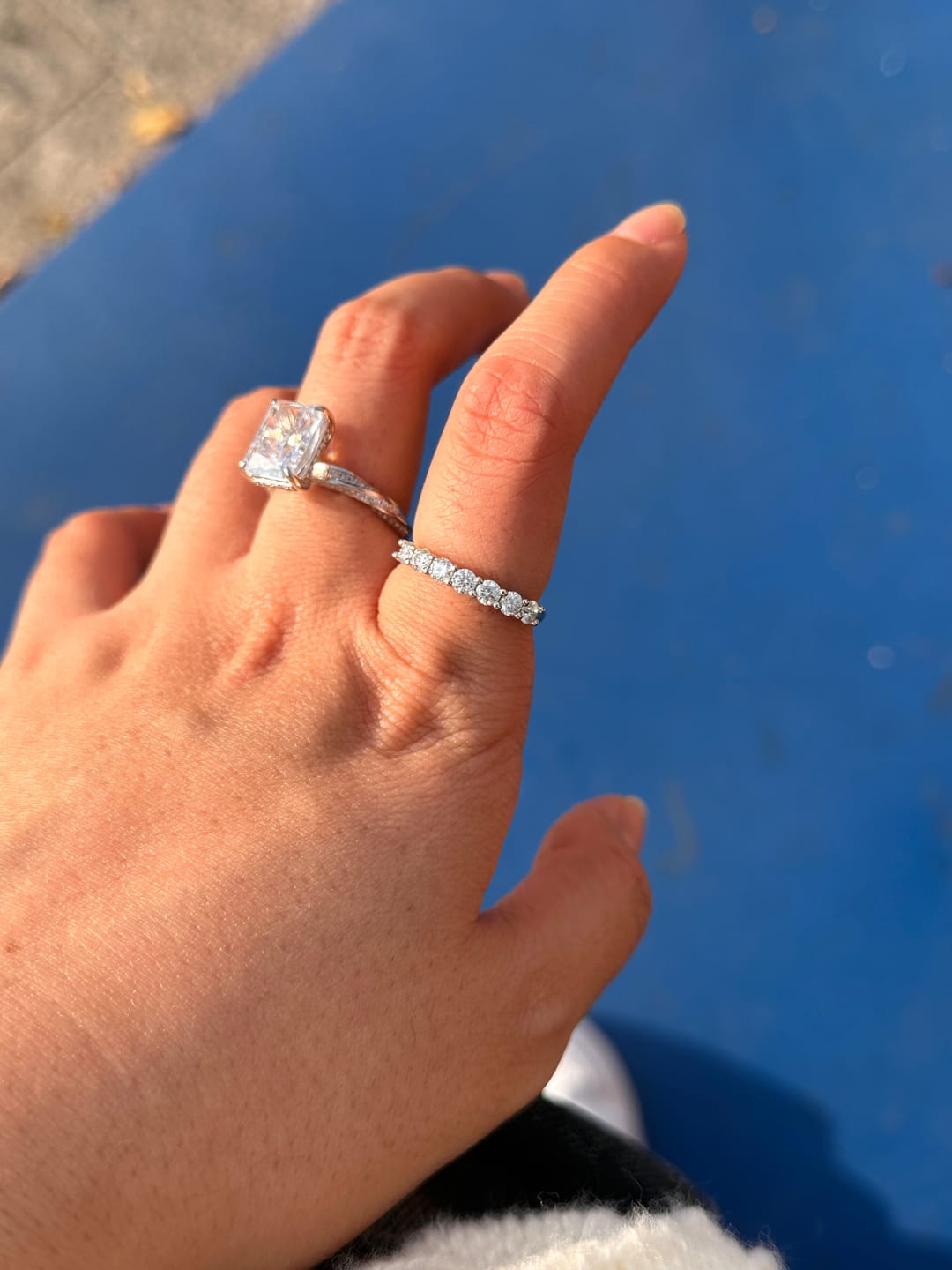 Customer photo review of S925 Moissanite Classic 0.7Ct Round Cut Stackable Wedding Band