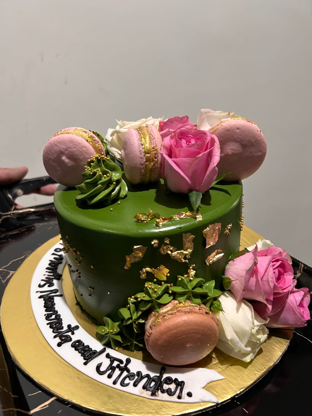 Customer photo review of Bottle Green Floral Cake