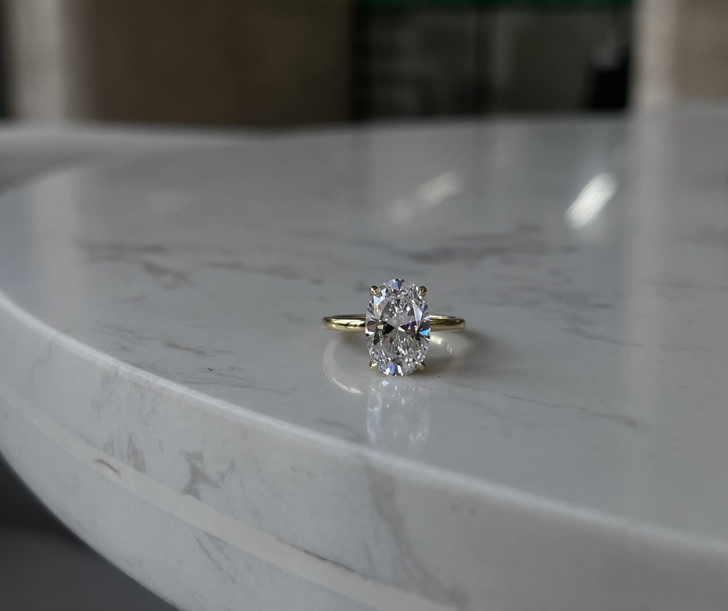 Customer photo review of S925 3.5 Carat Oval Cut Hidden Halo Engagement Ring In Sterling Silver Daily Wearable Ring