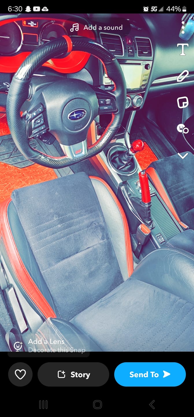 Customer photo review of 2008-2024 Subaru WRX/STi Red Carbon Fiber Ebrake Handle 2013-20 BRZ/FR-S