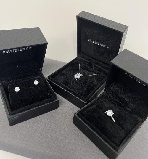 Customer photo review of Round Solitaire Stud Earrings - 6 Prongs - Moissanite