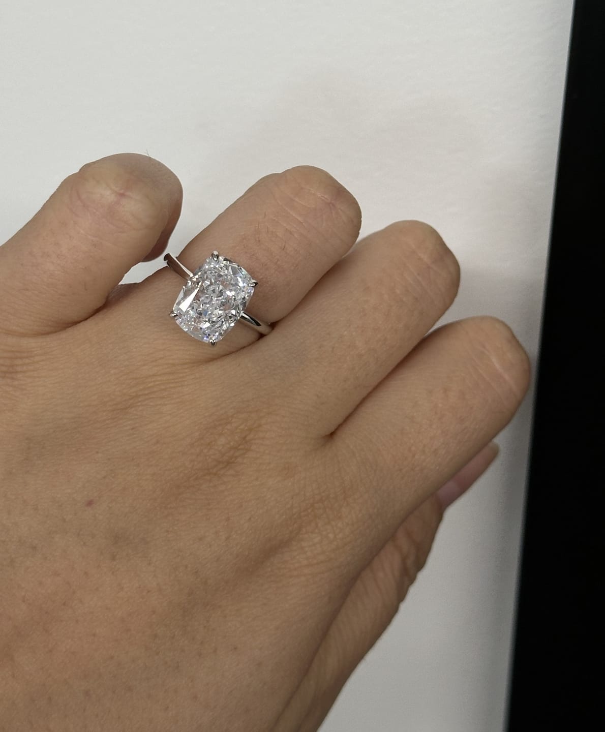 Customer photo review of S925 Sparkle 4.5~8.5Ct Cushion Cut Engagement Ring In Sterling Silver Daily Wear Ring