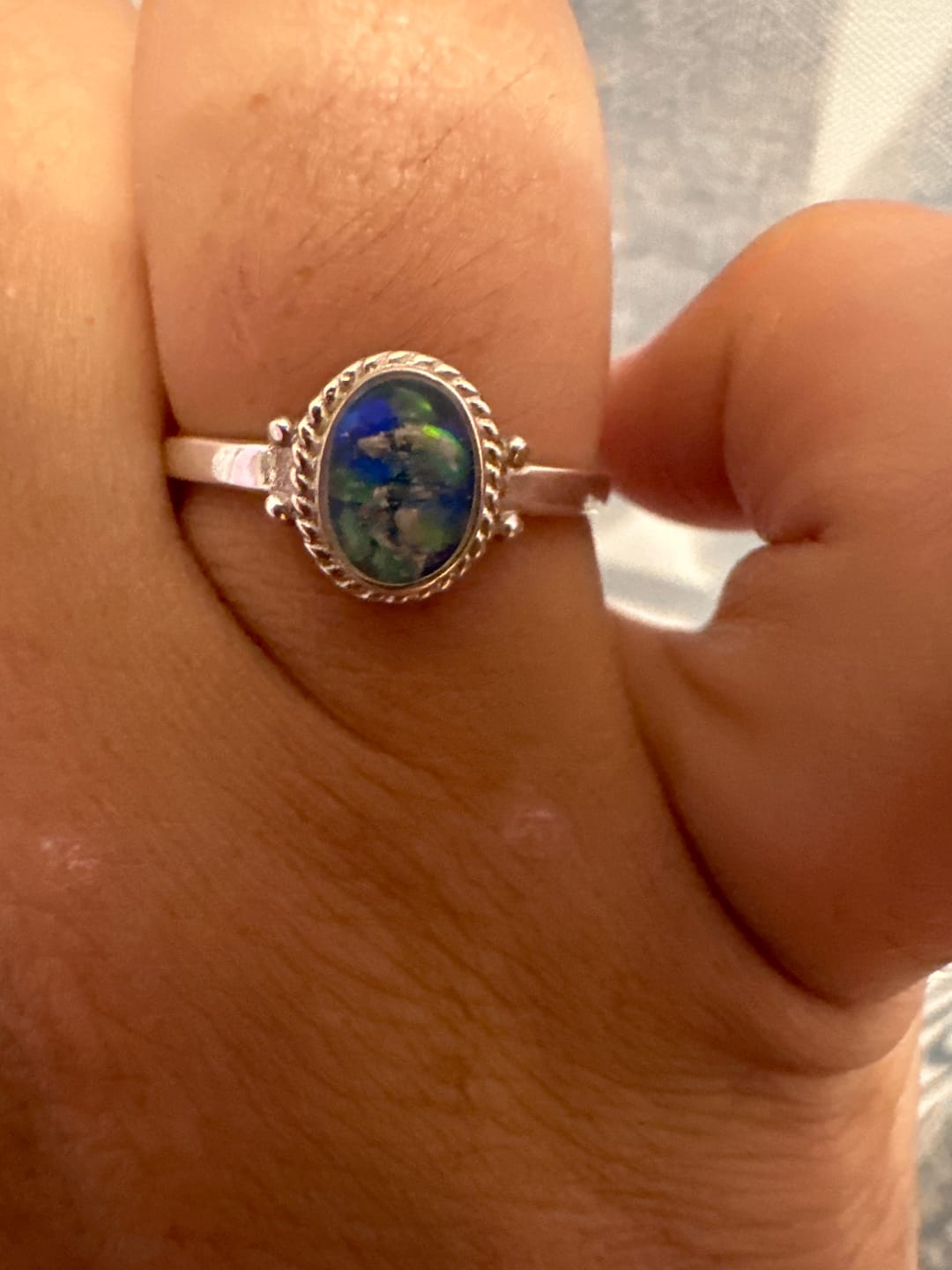 Customer photo review of Braided Oval Ring with Cremation Ashes
