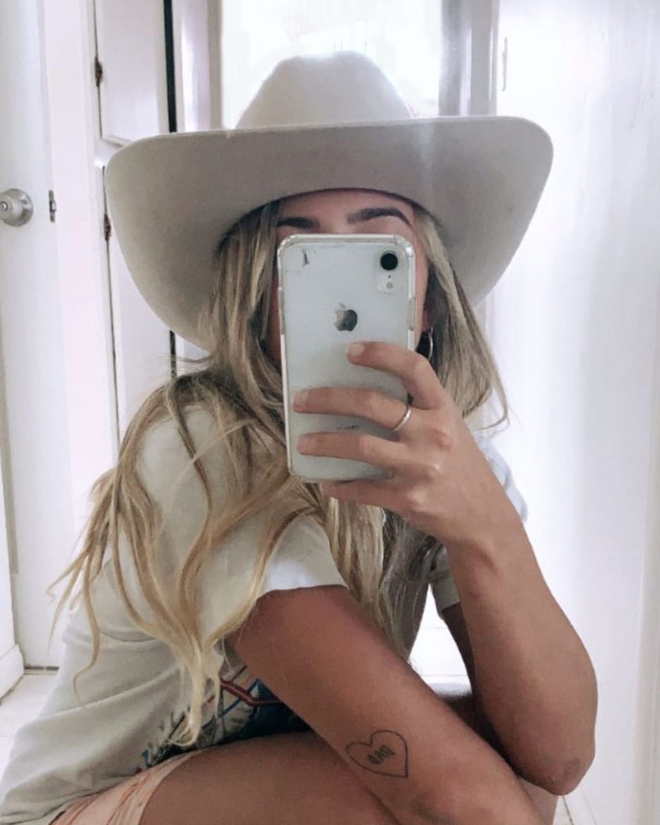 Lily D. wearing the Karina Wool Cowboy Hat