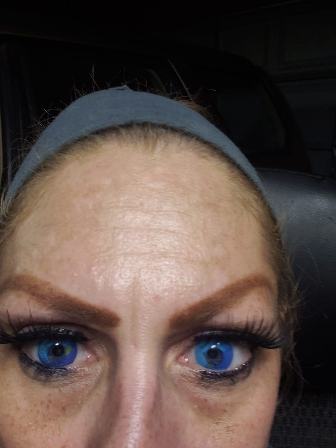 Customer photo review of Cosplay Anime Blue Prescription Colored Contact Lenses