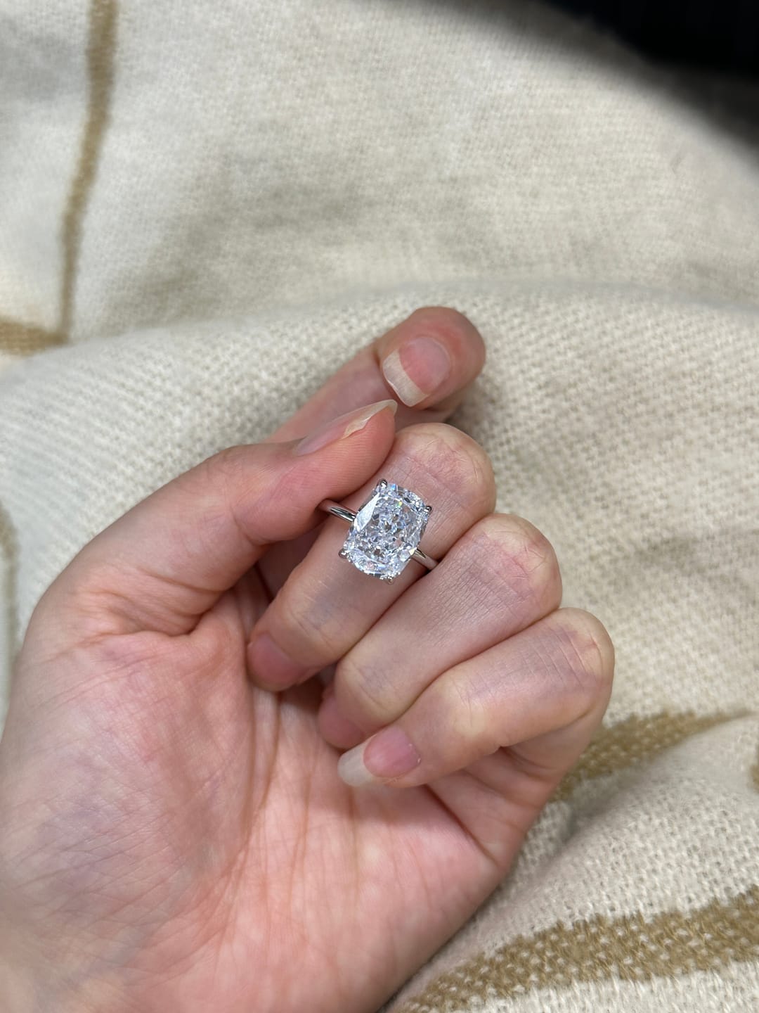 Customer photo review of S925 Sparkle 4.5~8.5Ct Cushion Cut Engagement Ring In Sterling Silver Daily Wear Ring