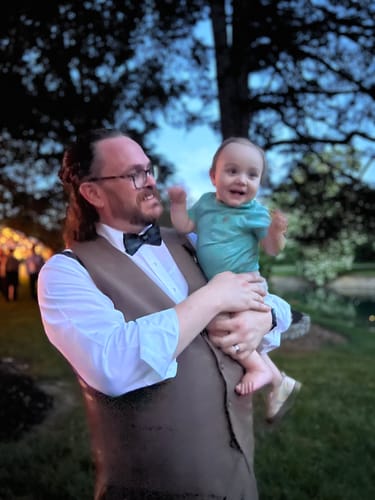 Customer photo review of The Azul- Feather Bow Tie