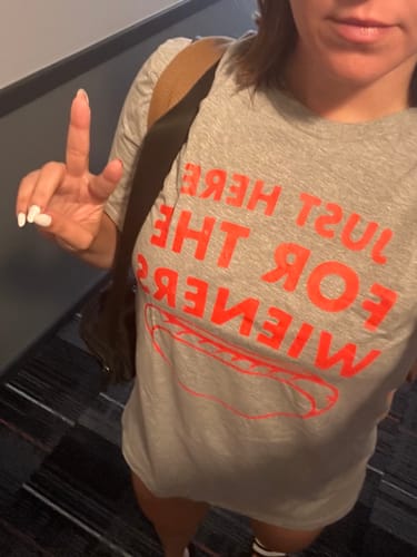 Customer photo review of Just Here For The Wieners Tee