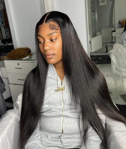 Customer photo review of (Super Deal)30inch 5x5 HD Lace Wear Go Glueless Bone Straight Hair Body Wave Wig