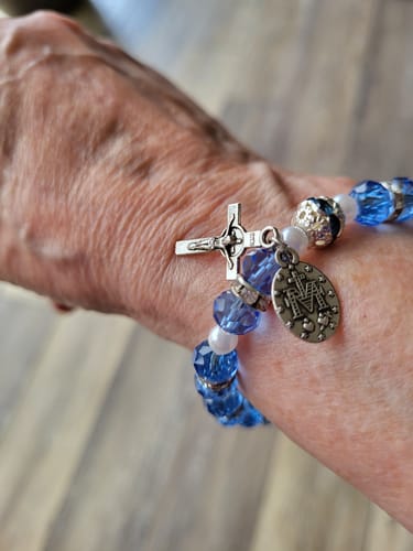 Customer photo review of FREE Sapphire Crystal Rosary Bracelet