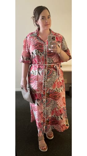 Customer photo review of Leah Floral Shirt dress in Multi Print-30% off at Cart