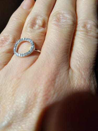 Customer photo review of Versa Diamond Halo Ring