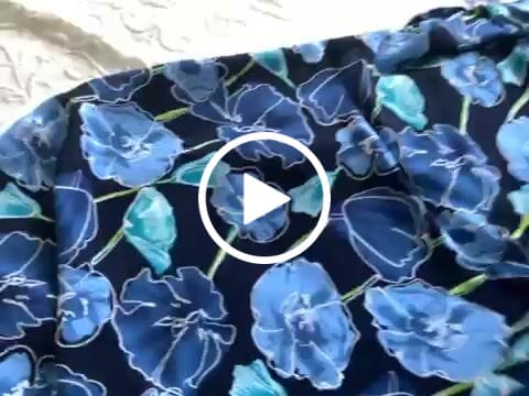 Customer video review of Flower Drawings on Black Viscose Challis Fabric