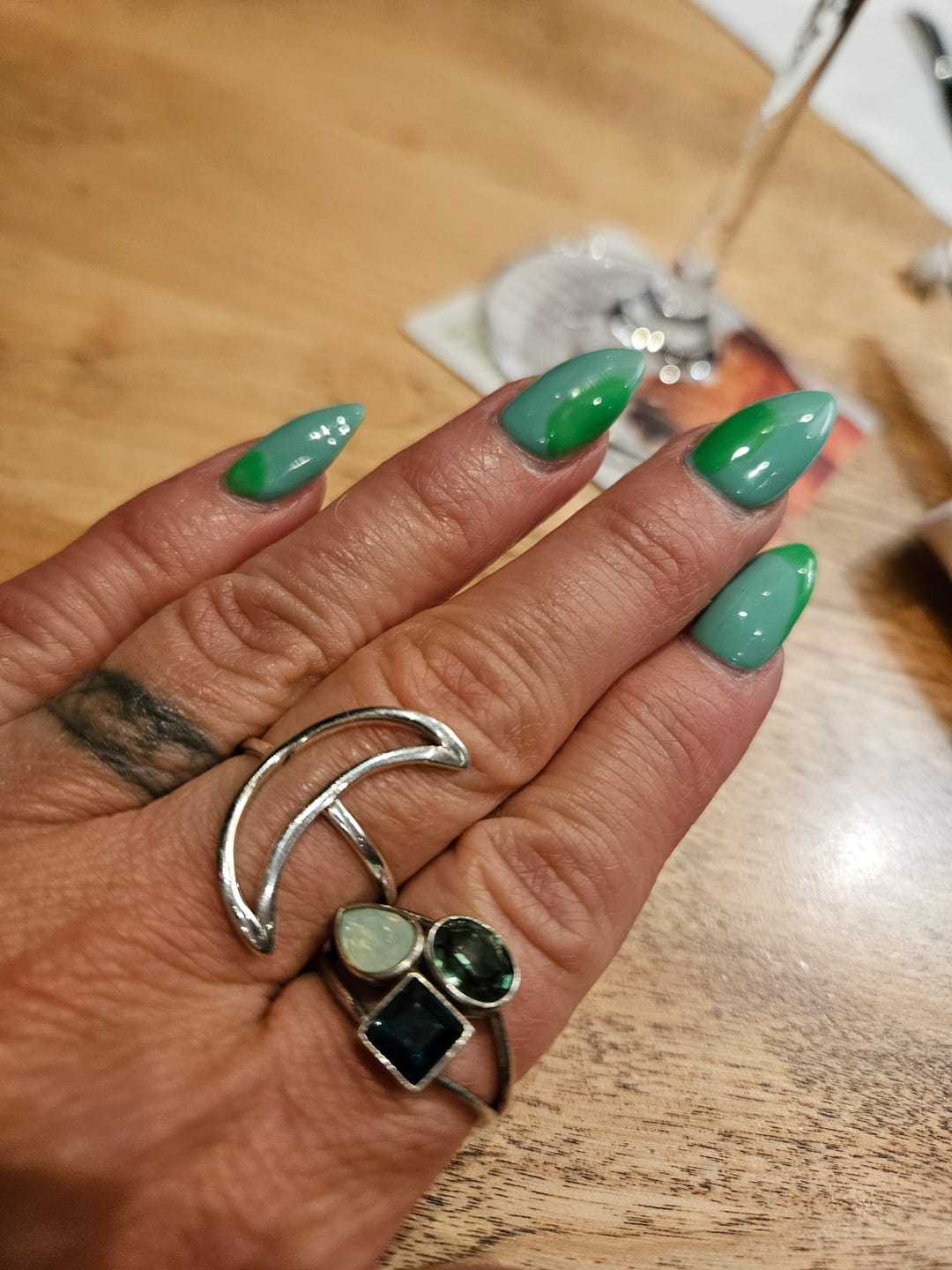 Customer photo review of Full Finger Crescent Moon Ring Sterling Silver