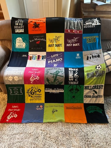 T-shirt quilt featuring hillcrest cross country team by Emily from UT