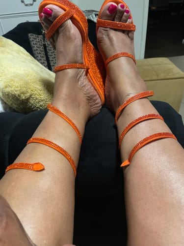 Customer photo review of COSMO ORANGE PLATFORM WEDGE