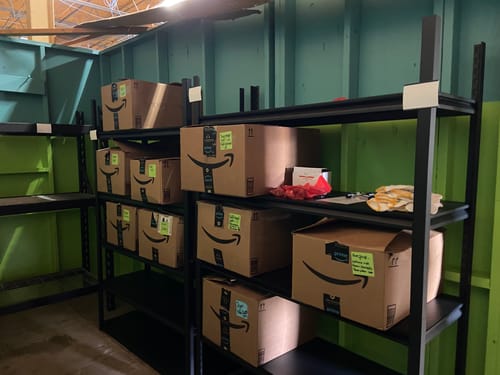 Customer photo review of REIBII  Large Garage Shelving, 5 Tier Industrial Shelving, Steel Storage Shelves Metal Shelving, Heavy Duty Shelving For Warehouse, Basement