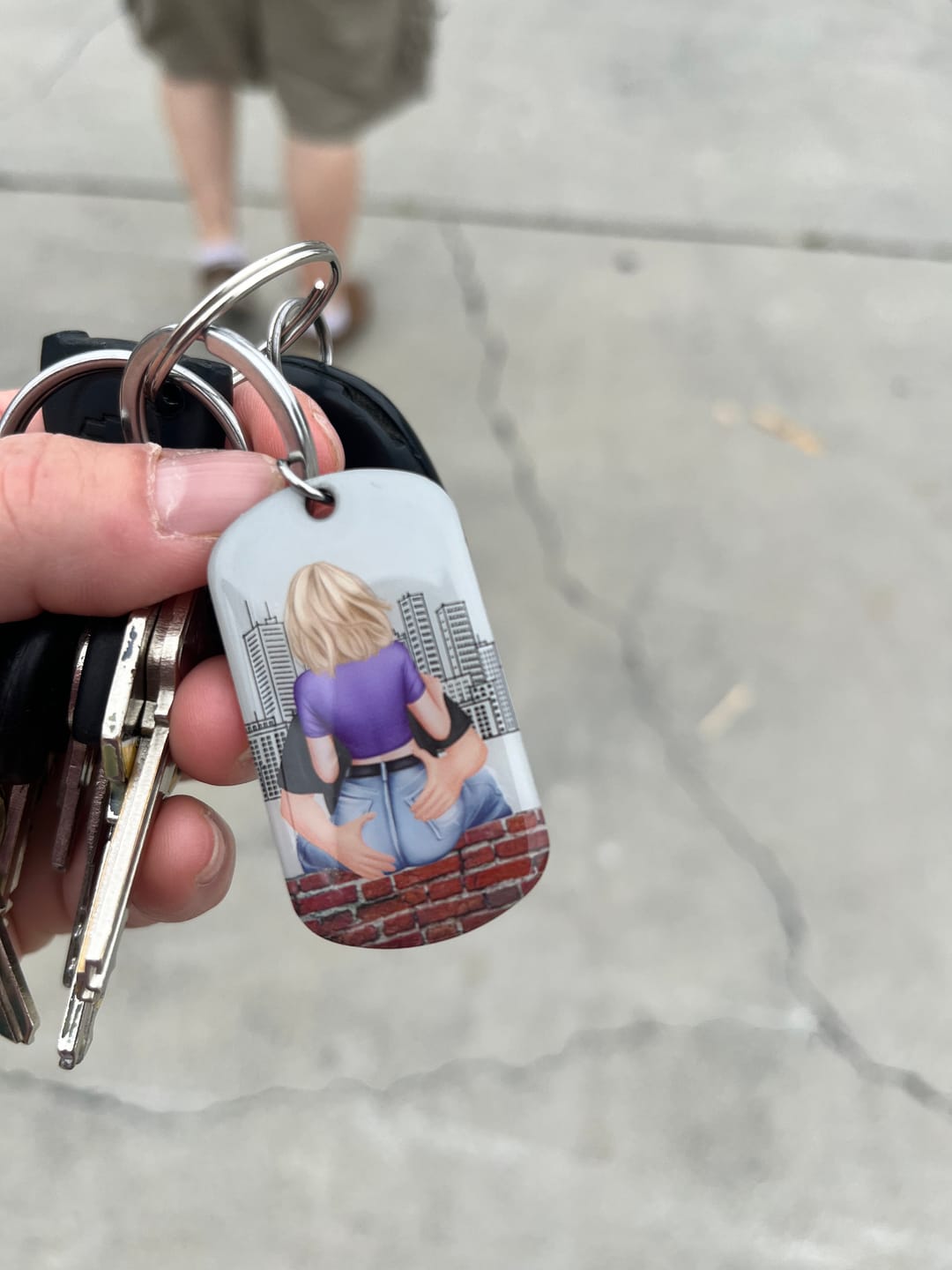 Customer photo review of Drive Safe - Personalized Engraved Stainless Steel Keychain