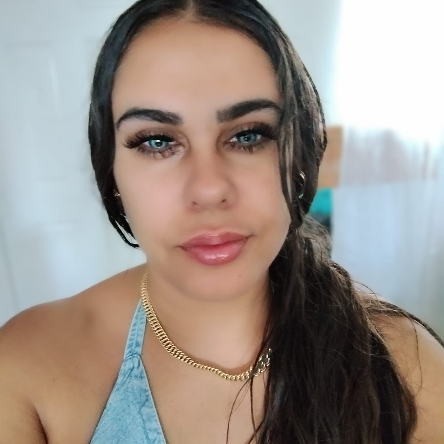 Customer photo review of Amazonia Antarctic Blue Prescription Colored Contact Lenses