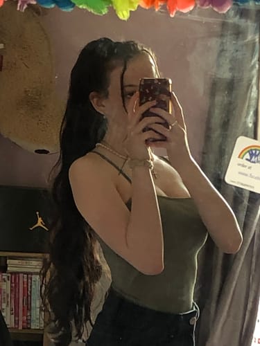 Customer photo review of 30" Body Wave Clip In Ponytail