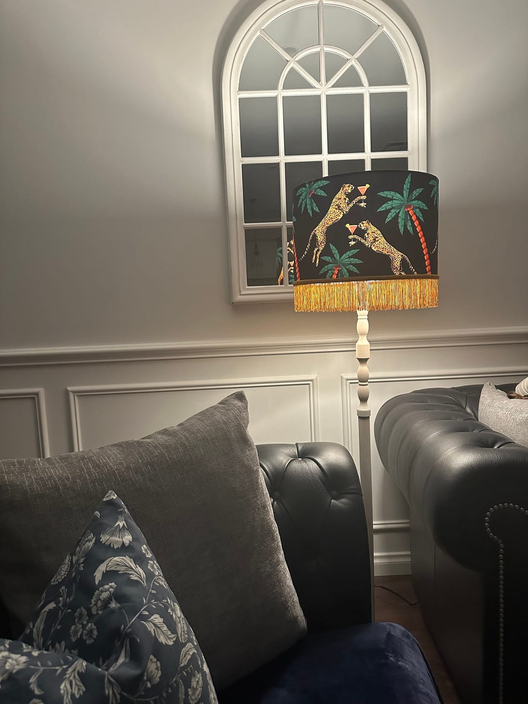 Customer photo review of Cocktail Cheetah  Fringed Drum Lampshade