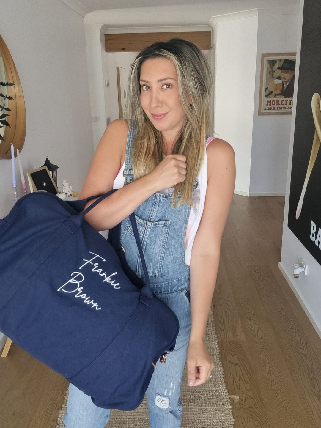 Customer photo review of Navy Personalised Duffle Bag