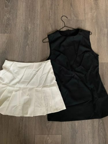 Customer photo review of Mini Dress with White Pleated Hemline Mini Skirt
