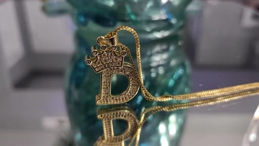 Customer photo review of Royal Ice Initial Pendant '18k Gold Plated'