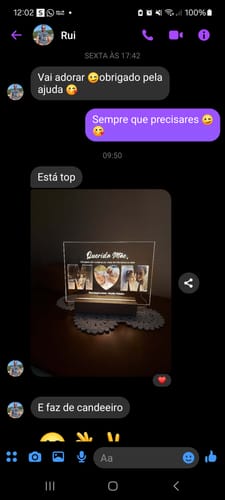 Customer photo review of Lâmpada "M-❤️-M" c/ 3 Fotografias - Dia da Mãe