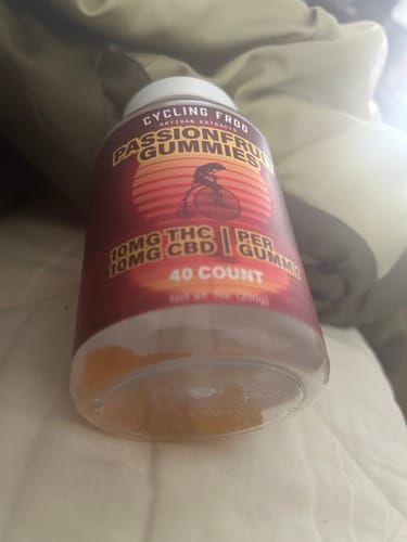 Customer photo review of Passionfruit Gummies, 10mg THC + 10mg CBD
