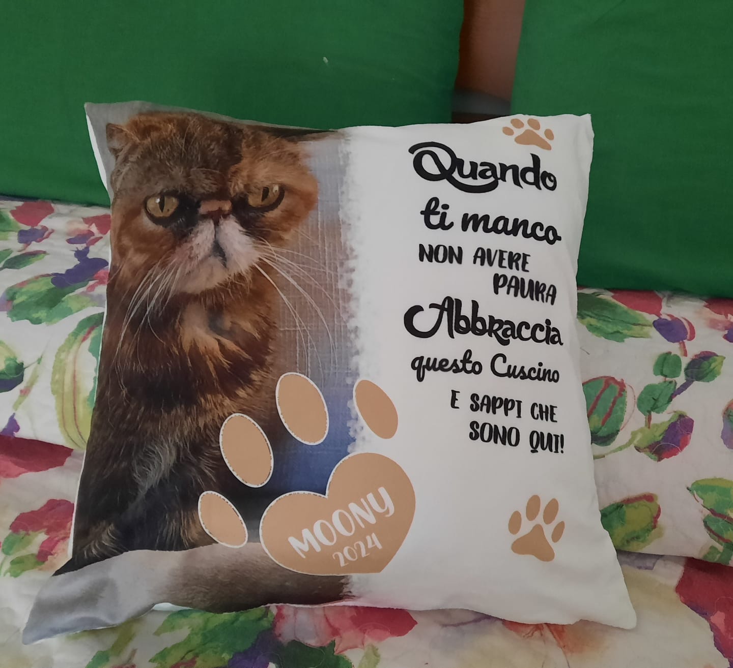 Customer photo review of Quando ti manco - Cuscino personalizzato