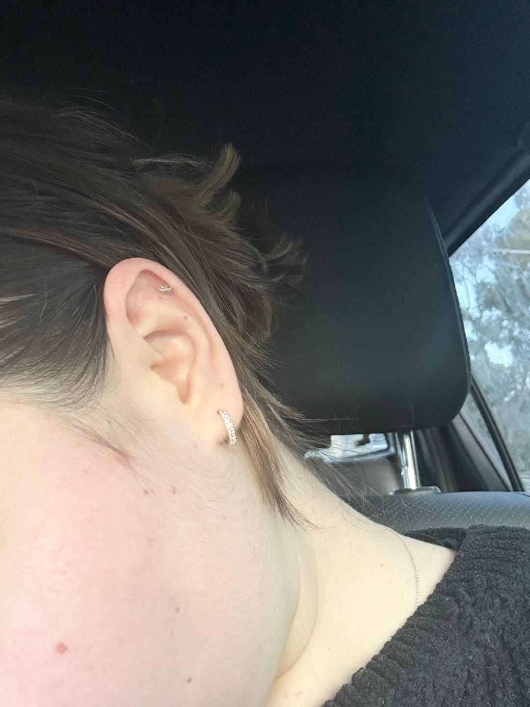 Customer photo review of Basic Sapphire Huggie Hoop Earrings