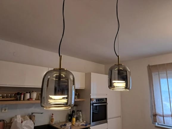 Customer photo review of WOMO Drum Blown Glass Pendant Light-WM2145