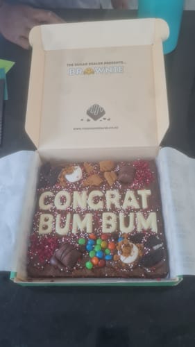 Customer photo review of Custom message loaded brownie