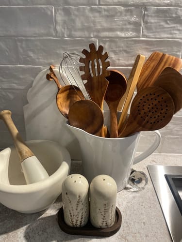 Customer photo review of 10 Piece Teak Wooden Utensil Set