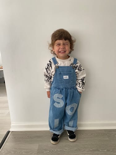 Customer photo review of Kids Soll Denim Overalls