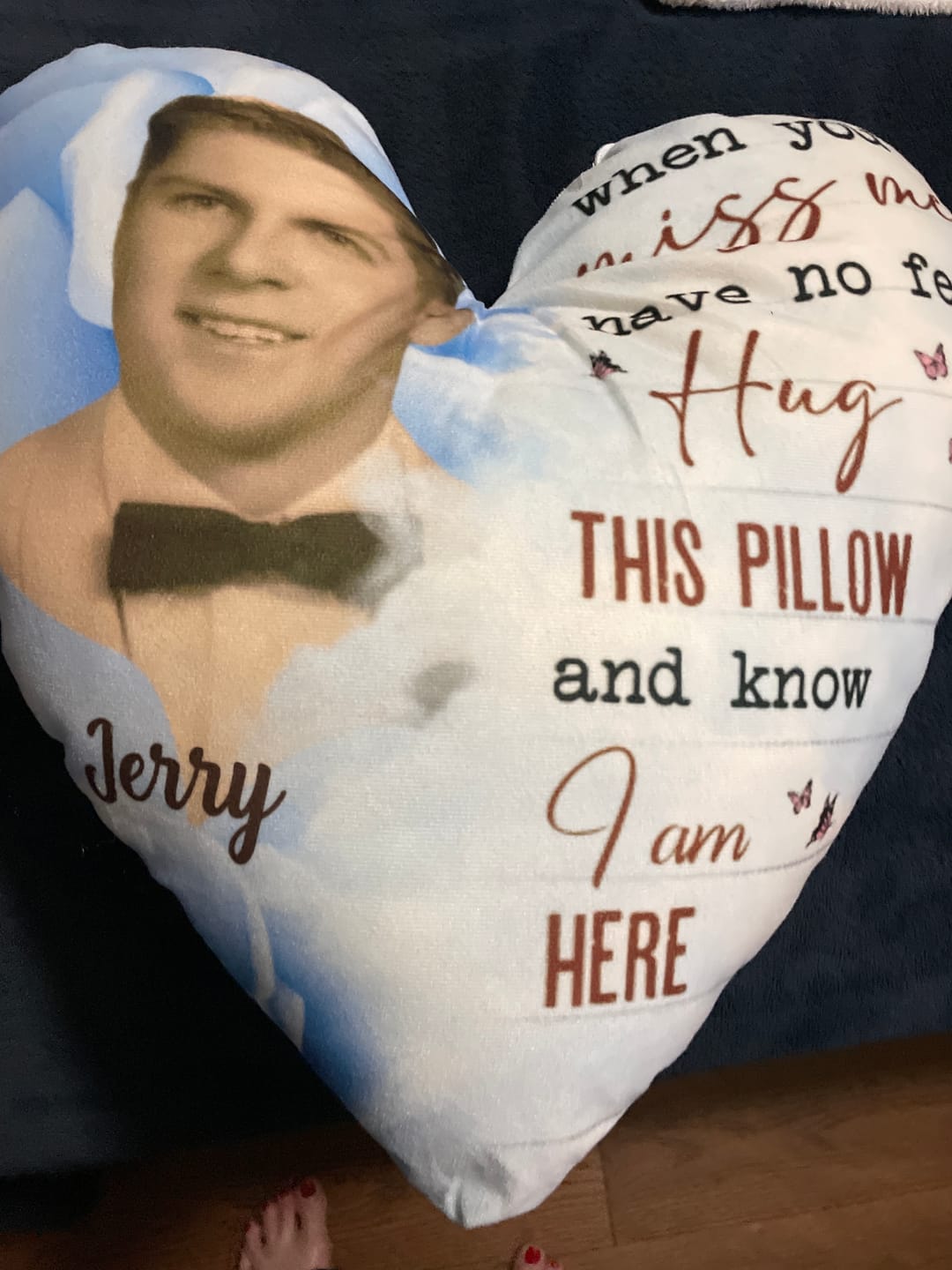 Customer photo review of Memorial Gift - When You Miss Me Have No Fear Hug This Pillow - Personalized Photo Pillow