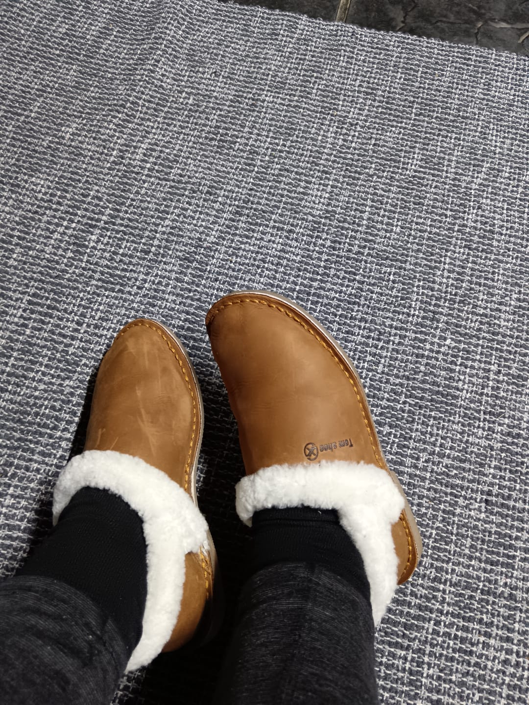 Customer photo review of Genuine Leather Wool-lined Slippers