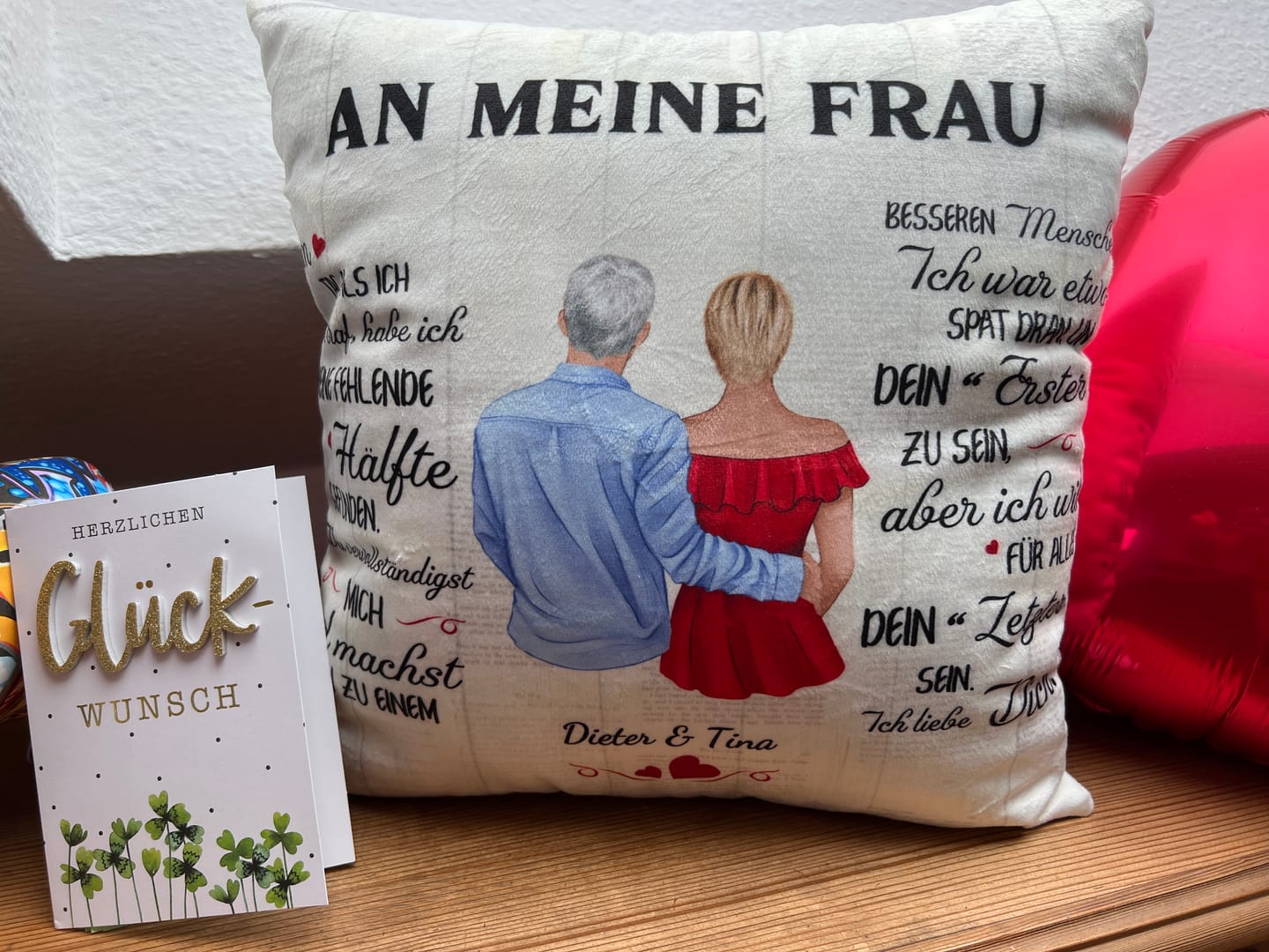 Customer photo review of An meinen Schatz (an sie - Zeichenstil) - Paar-Kissen