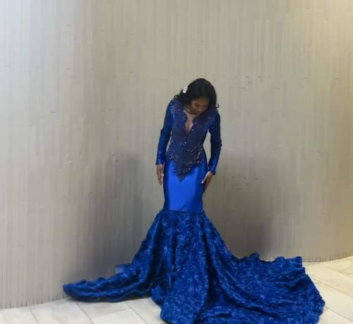 Customer photo review of Stephen Royal Blue Rhinestones Bodice Applique