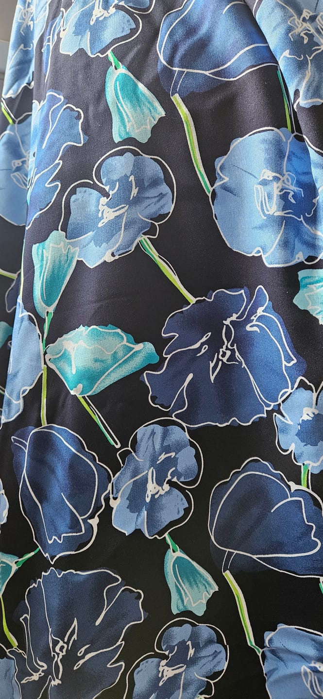 Customer photo review of Flower Drawings on Black Viscose Challis Fabric