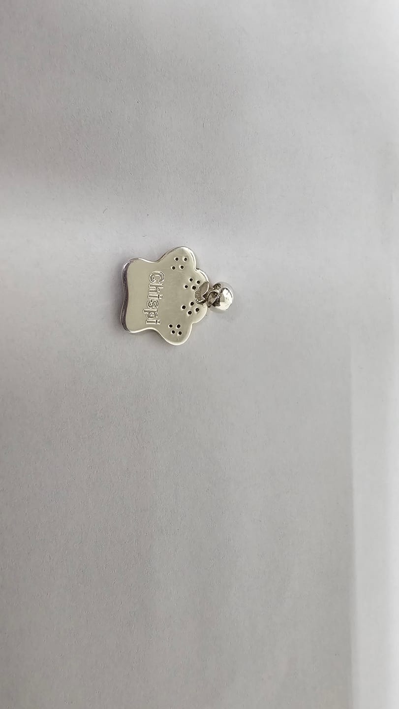 Customer photo review of Petite Pawprint Mica Pendant - Engravable
